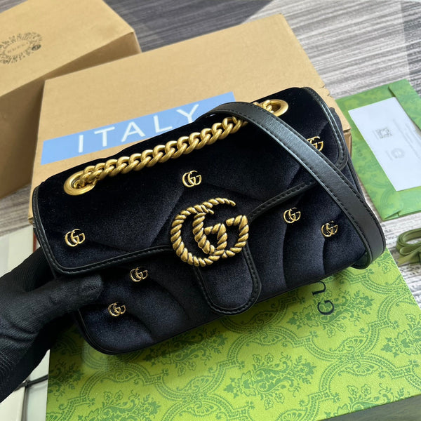 BORSA GG MARMONT MINI 22 IN VELLUTO NERO