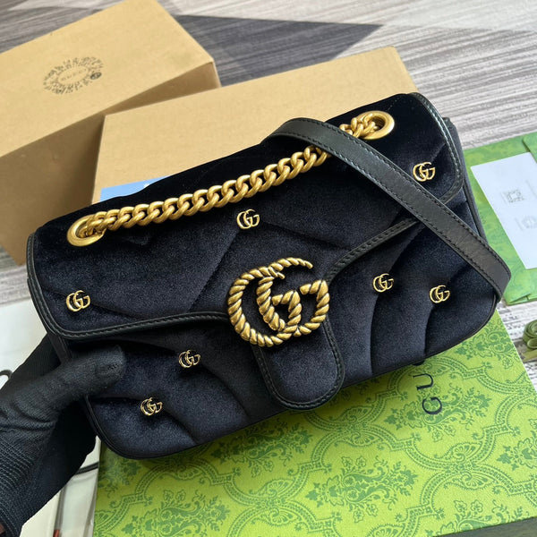 BORSA GG MARMONT MEDIA 26 IN VELLUTO NERO
