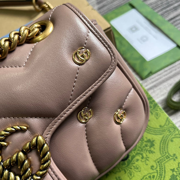 BORSA GG MARMONT PICCOLA 22 IN PELLE DI AGNELLO ROSA SCURO