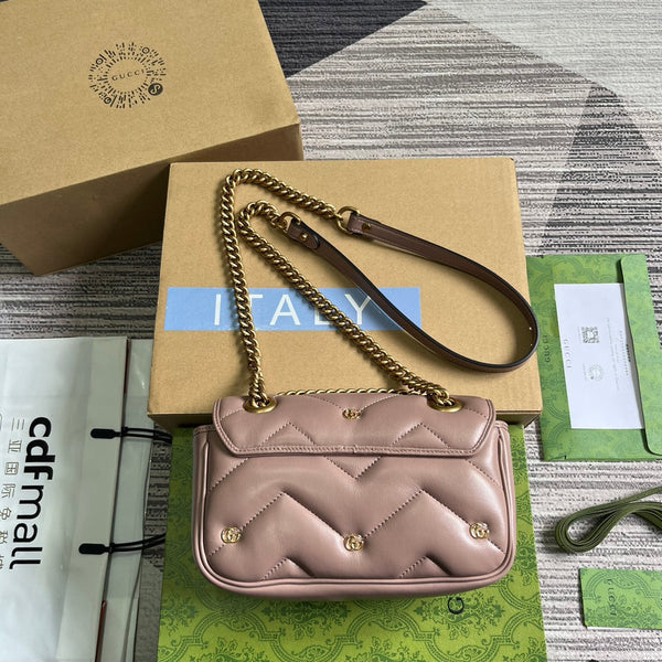 BORSA GG MARMONT PICCOLA 22 IN PELLE DI AGNELLO ROSA SCURO