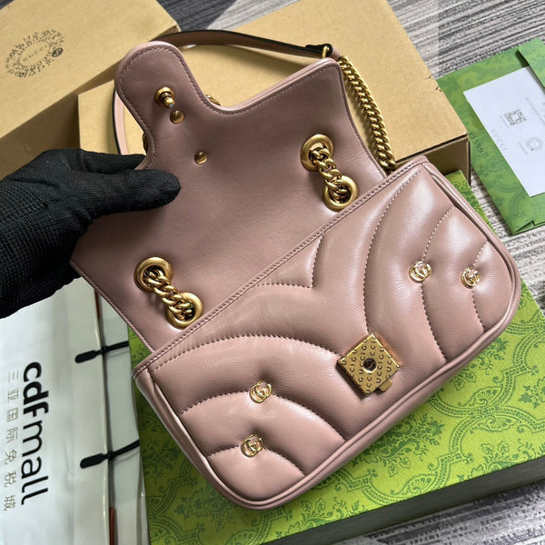 BORSA GG MARMONT PICCOLA 22 IN PELLE DI AGNELLO ROSA SCURO