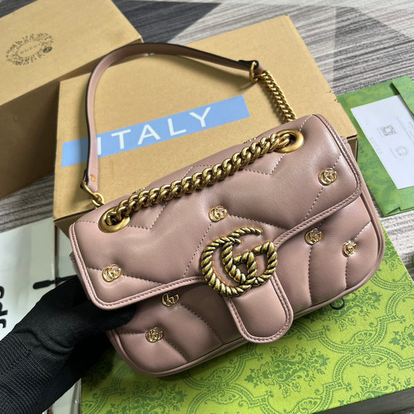 BORSA GG MARMONT PICCOLA 22 IN PELLE DI AGNELLO ROSA SCURO