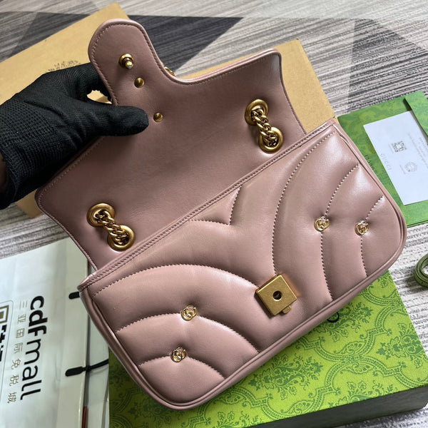 BORSA GG MARMONT MEDIA 26 IN PELLE DI AGNELLO ROSA SCURO