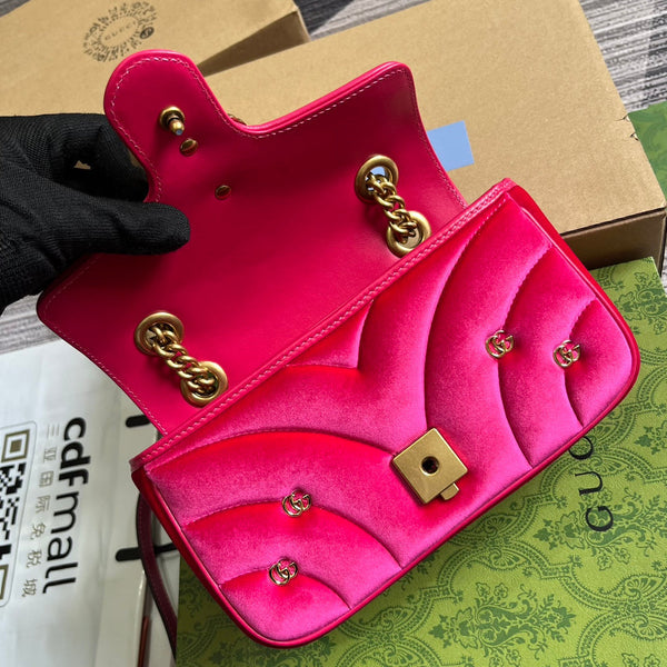 BORSA GG MARMONT MINI 22 IN VELLUTO ROSA BRILLANTE