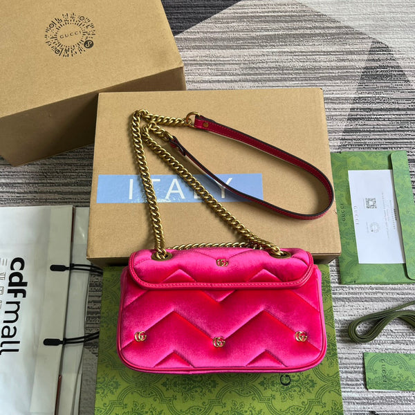 BORSA GG MARMONT MINI 22 IN VELLUTO ROSA BRILLANTE