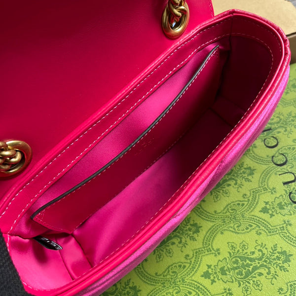 BORSA GG MARMONT MINI 22 IN VELLUTO ROSA BRILLANTE