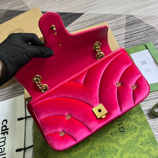 BORSA GG MARMONT MEDIA 26 IN VELLUTO ROSA BRILLANTE
