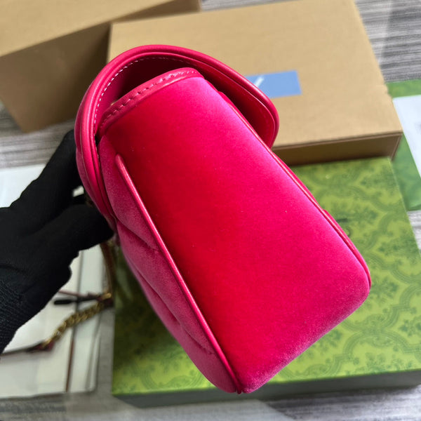 BORSA GG MARMONT MEDIA 26 IN VELLUTO ROSA BRILLANTE