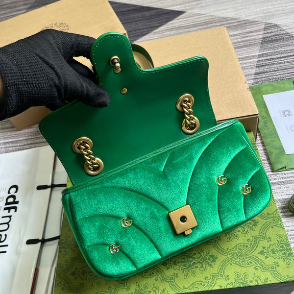 BORSA GG MARMONT MINI 22 IN VELLUTO VERDE FRESCO
