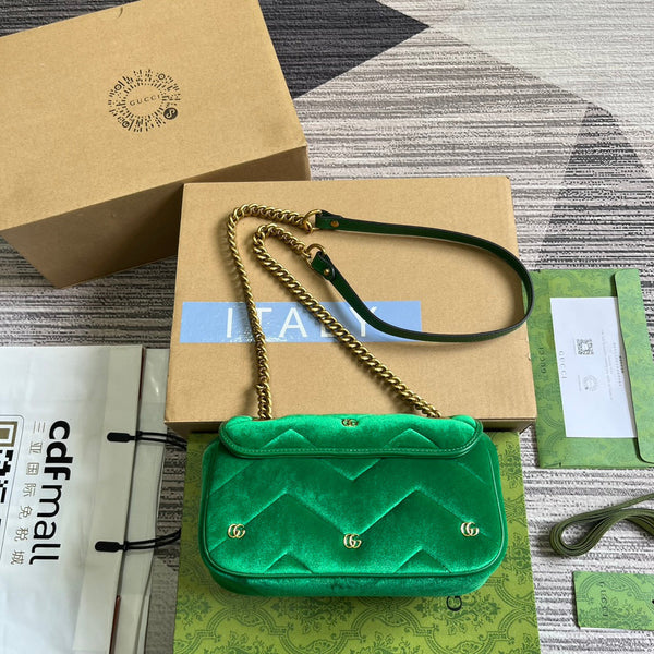 BORSA GG MARMONT MINI 22 IN VELLUTO VERDE FRESCO