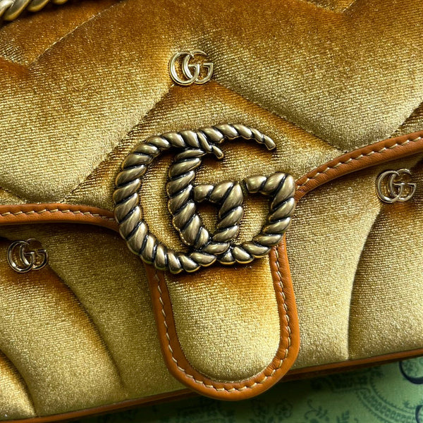 BORSA GG MARMONT MINI 22 IN VELLUTO DORATO