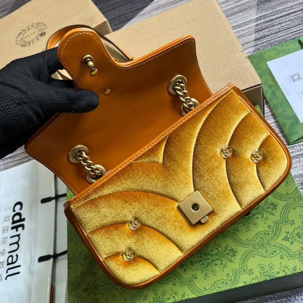 BORSA GG MARMONT MINI 22 IN VELLUTO DORATO