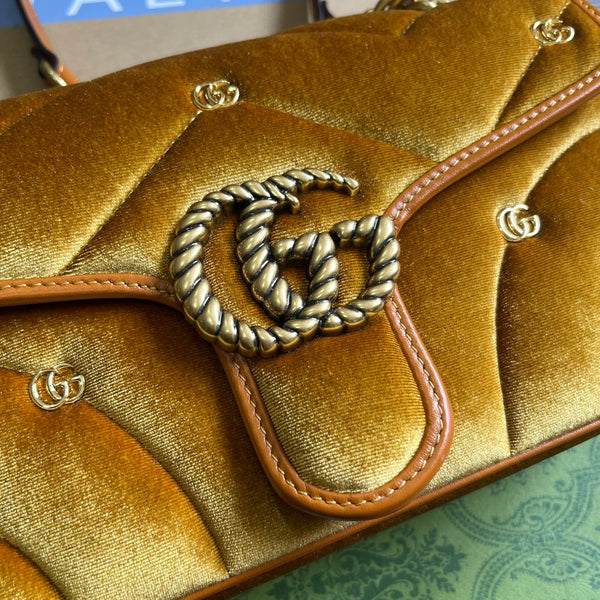 BORSA GG MARMONT MEDIA 26 IN VELLUTO DORATO