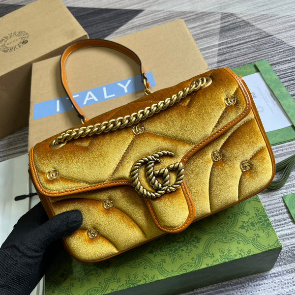 BORSA GG MARMONT MEDIA 26 IN VELLUTO DORATO