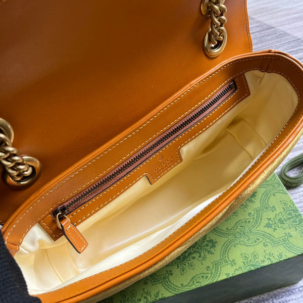 BORSA GG MARMONT MEDIA 26 IN VELLUTO DORATO