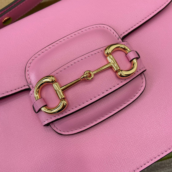 HORSEBIT 1955 SHOULDER BAG 25 IN PINK LAMBSKIN GOLD HARDWARE