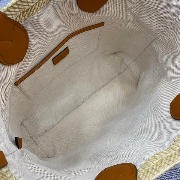 BORSA SHOPPING PICCOLA 35 EFFETTO PAGLIA MARRONE MIX BEIGE