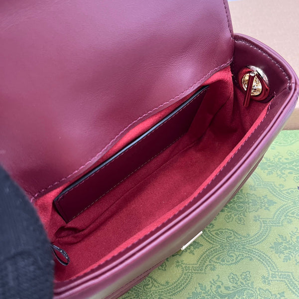 GG MARMONT 13 MINI TOP HANDLE BAG ROSSO ANCORA RED CALFSKIN