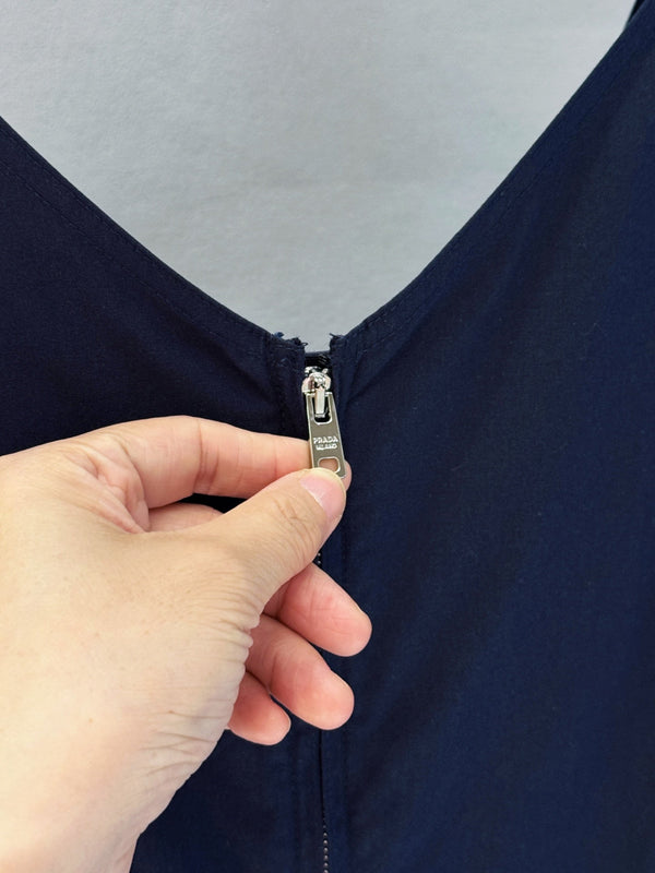 Prada 25 Suspender Dress Navy Blue Cotton