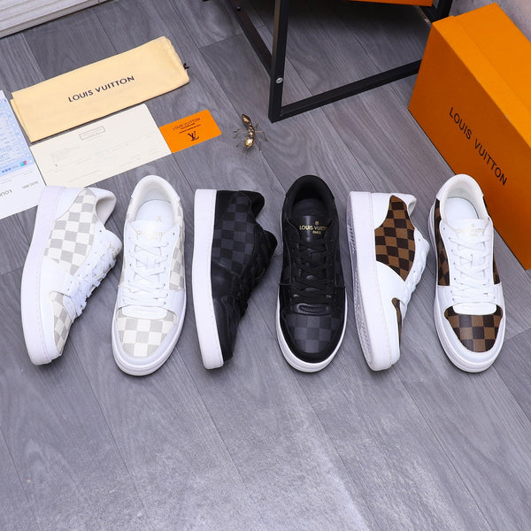 LV TRAINER SHOES IN WHITE MIX BROWN DAMIER CALFSKIN