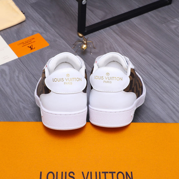 LV TRAINER SHOES IN WHITE MIX BROWN DAMIER CALFSKIN