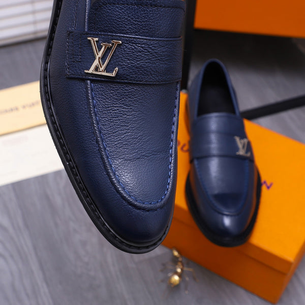 MOCASSINO LV SAINT GERMAIN IN PELLE DI VITELLO GRANULATA BLU BACCHE