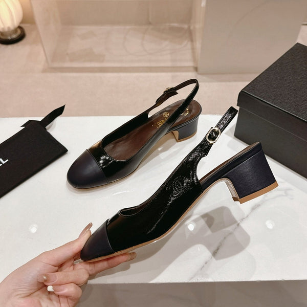 CC 24P SLINGBACKS 45MM BLACK NAVY LAMBSKIN