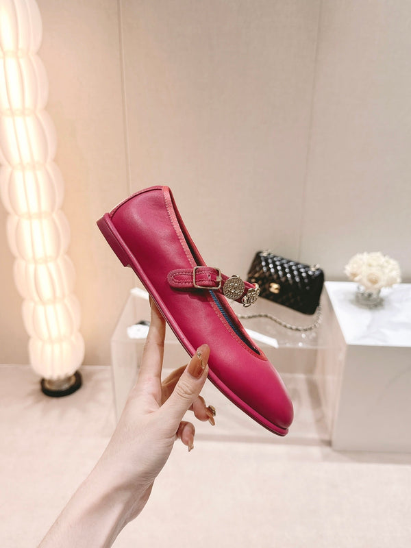 CC MARY JANES DARK RED CALFSKIN LIGHT GOLD METALIC