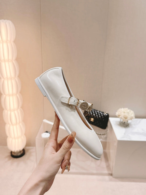 CC MARY JANES CREAM CALFSKIN LIGHT GOLD METALIC