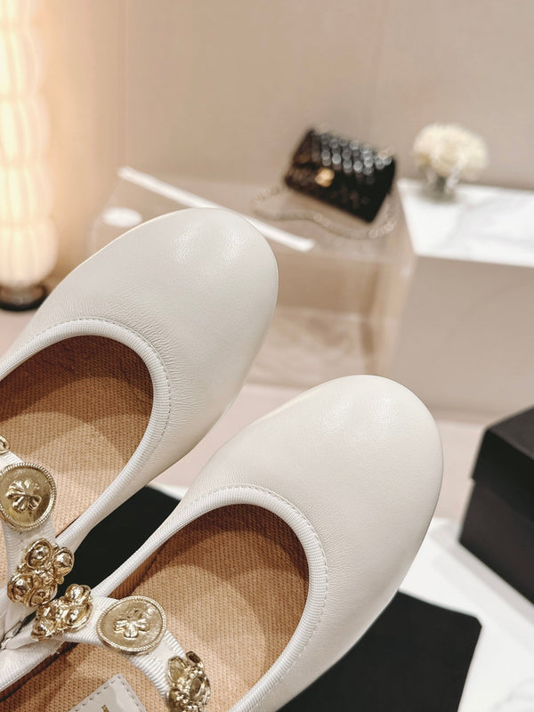 MARY JANE SHOES WHITE LAMBSKIN