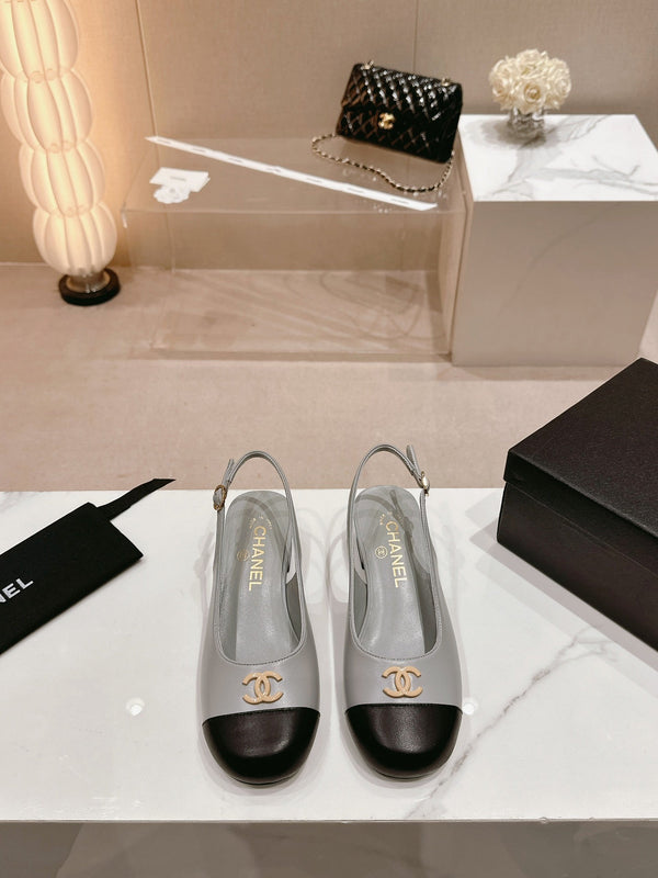 CC 2024 SLINGBACKS 40MM GREY BLACK LAMBSKIN