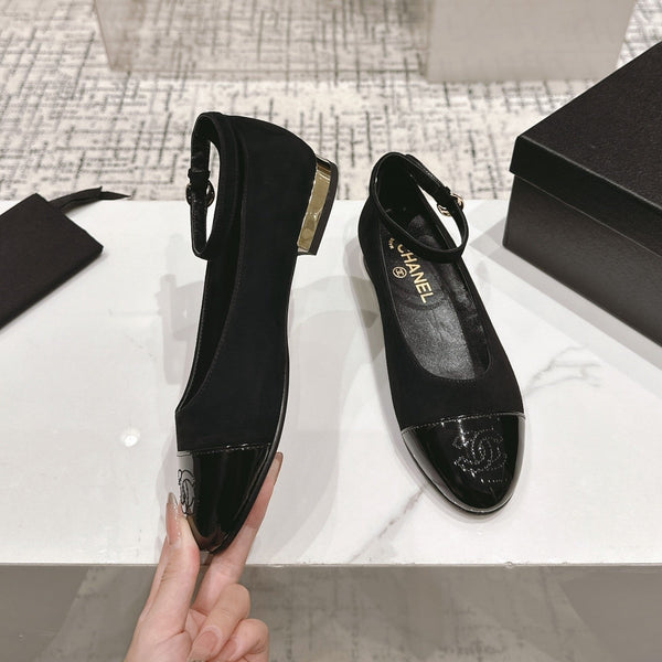 CC Mary Jane in pelle scamosciata e vacchetta nera