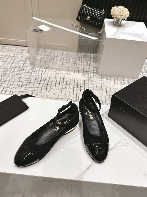 CC Mary Jane in pelle scamosciata e vacchetta nera