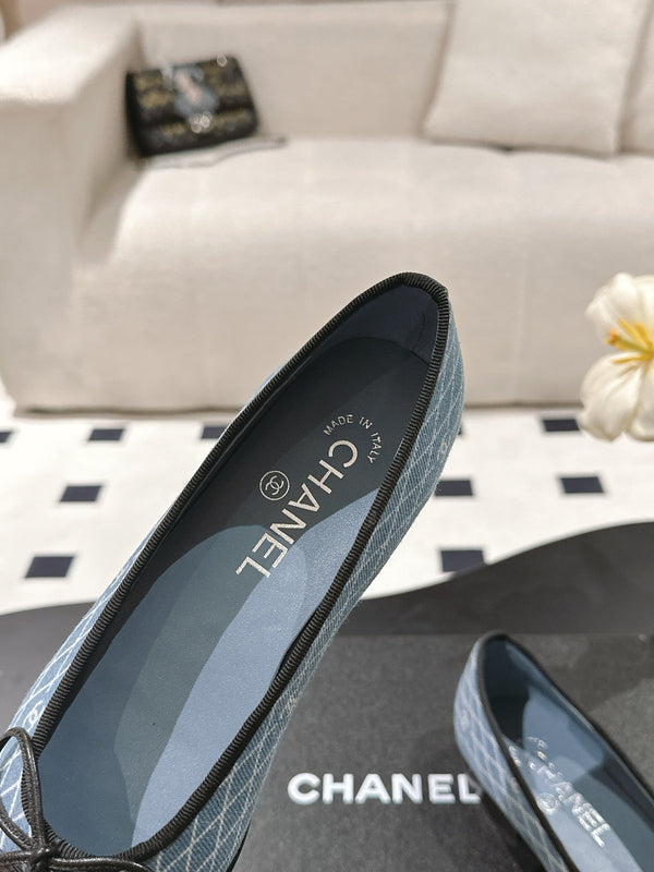 cc 25c ballerina con motivo a linee incrociate blu denim 237479