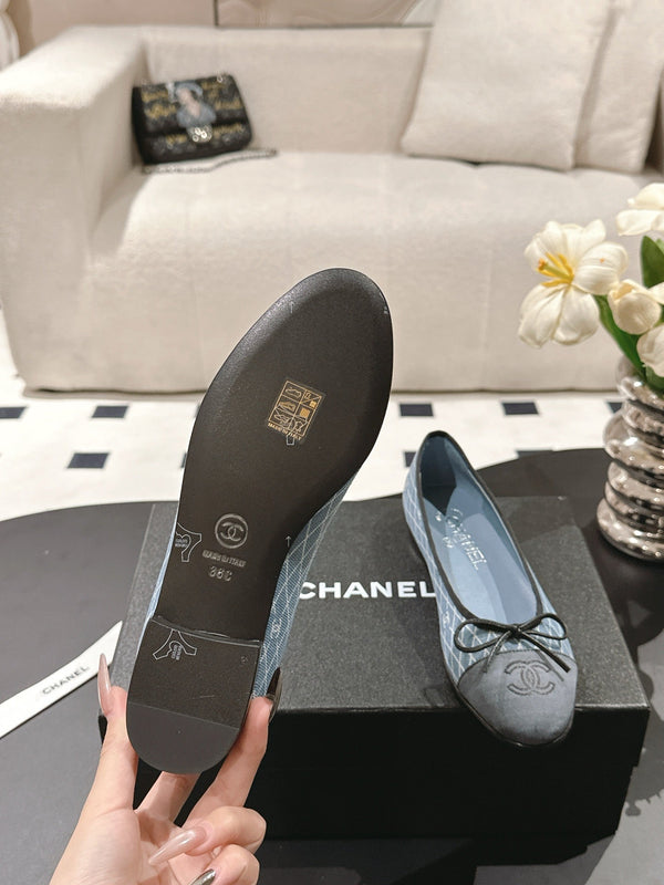 cc 25c ballerina con motivo a linee incrociate blu denim 237479