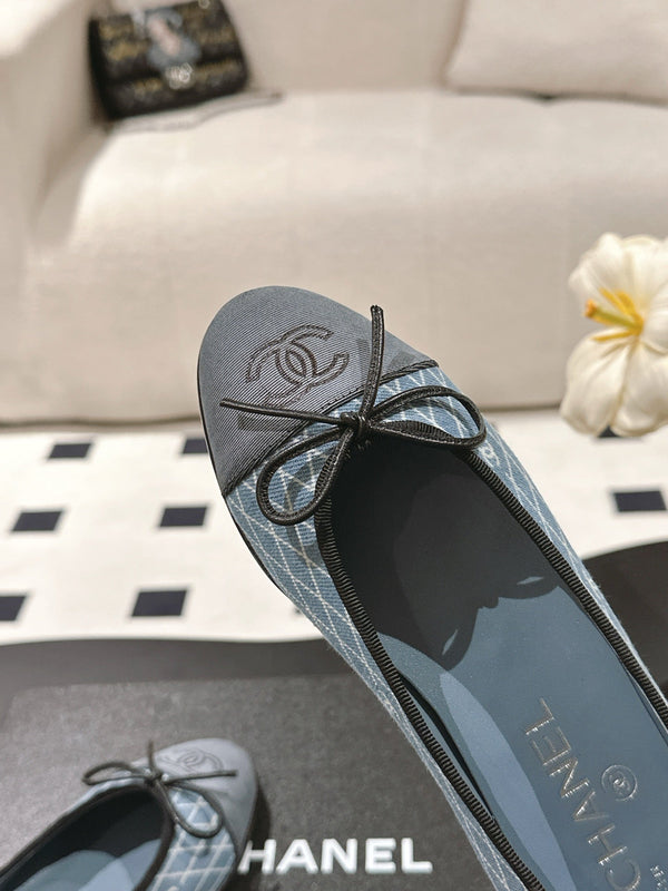 cc 25c ballerina con motivo a linee incrociate blu denim 237479