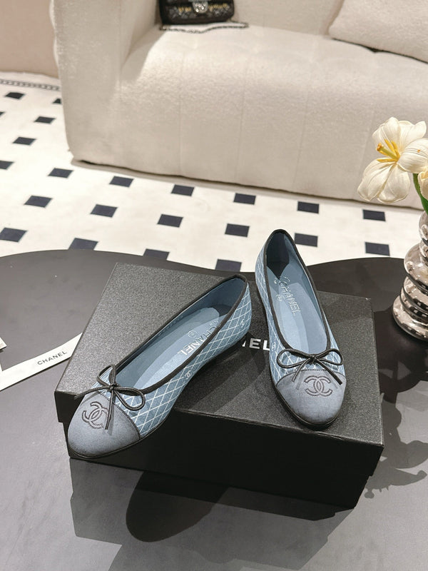 cc 25c ballerina con motivo a linee incrociate blu denim 237479