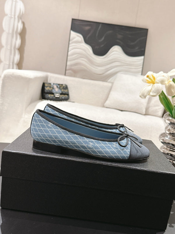 cc 25c ballerina con motivo a linee incrociate blu denim 237479