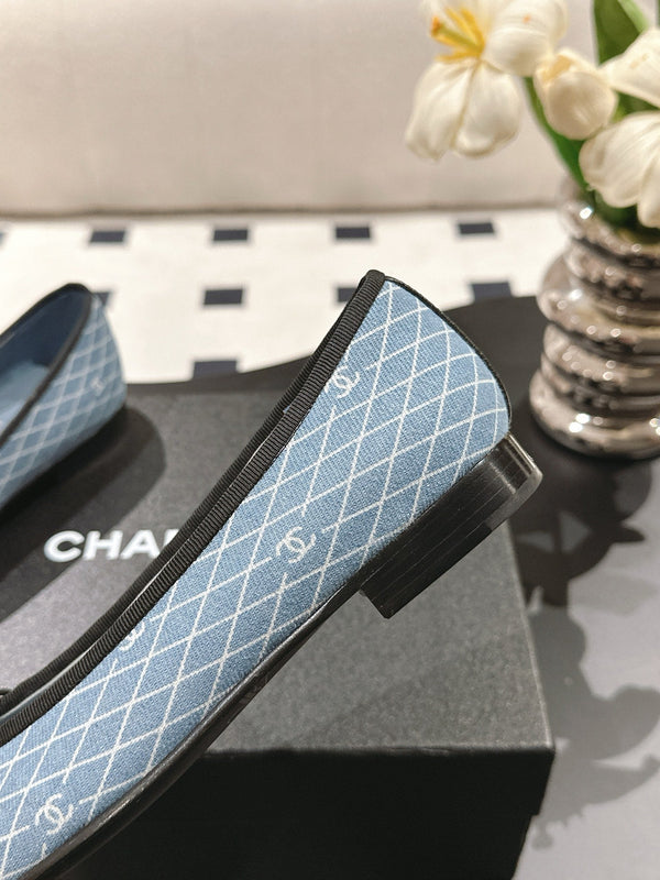 cc 25c ballerina con motivo a linee incrociate blu denim 237479