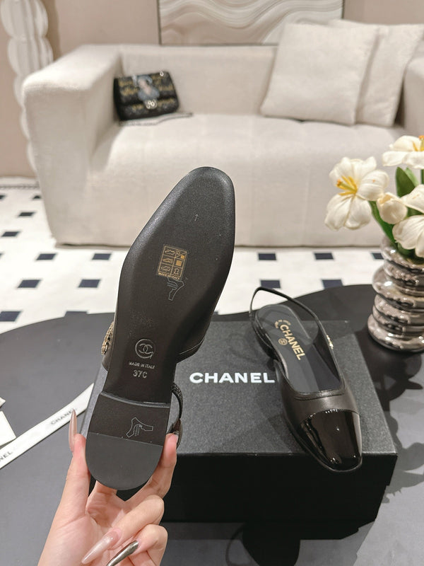 cc 2024k slingback 30mm black pattern calfskin 237500