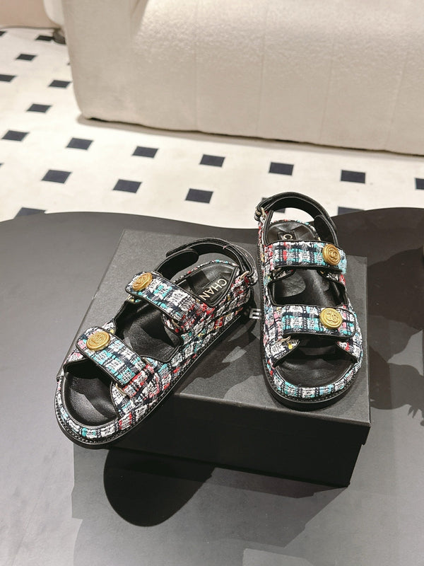 cc 25p dad sandal black colorful tweed 237566