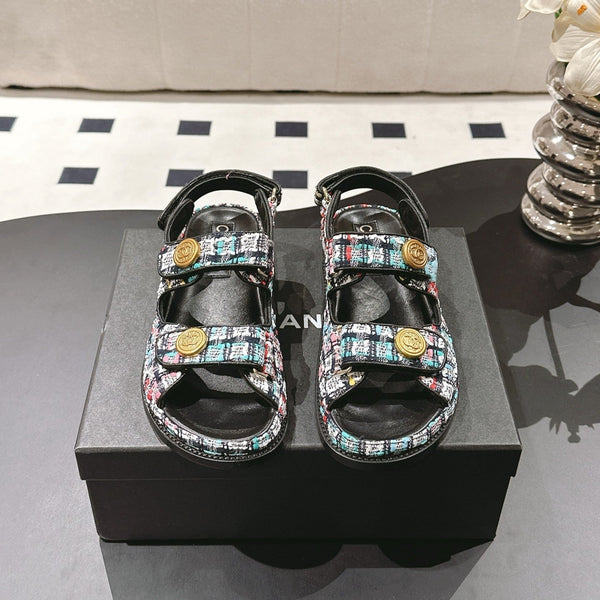 cc 25p dad sandal black colorful tweed 237566