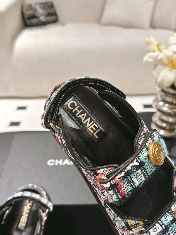 cc 25p dad sandal black colorful tweed 237566