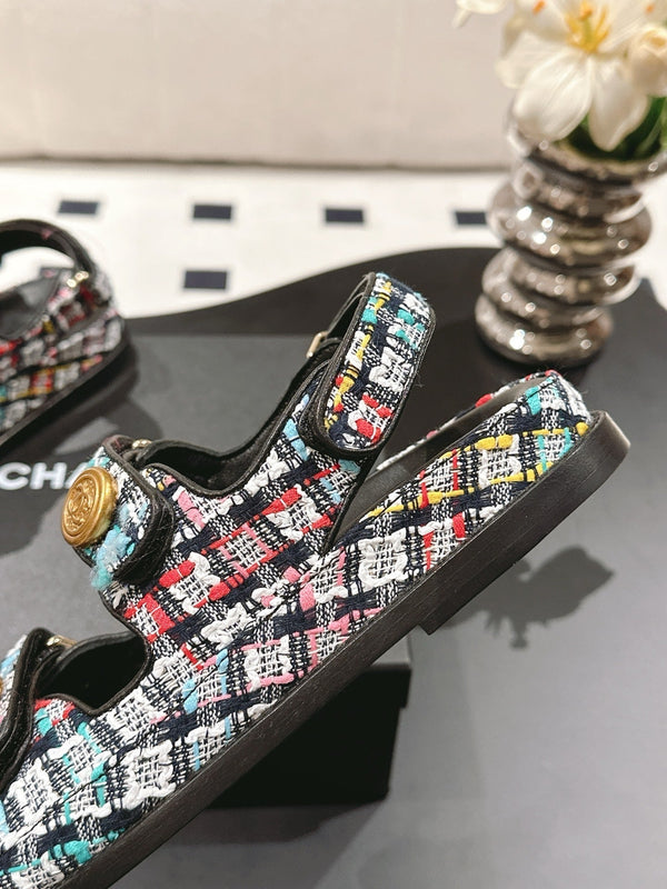 cc 25p dad sandal black colorful tweed 237566