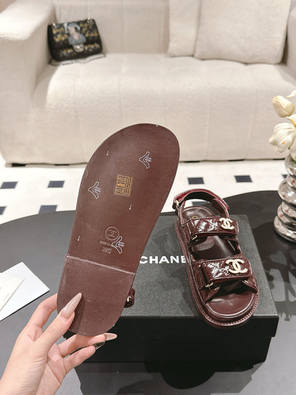 cc 25p logo with pearl sandal burgundy leather 237587