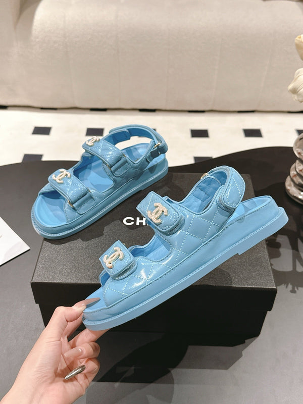 cc 25p logo with pearl sandal blue leather 237588