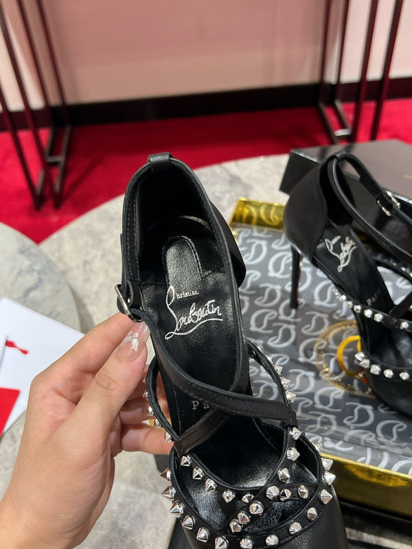 CL Tatooshka Spikes Pump 100mm Nappa Leather Black