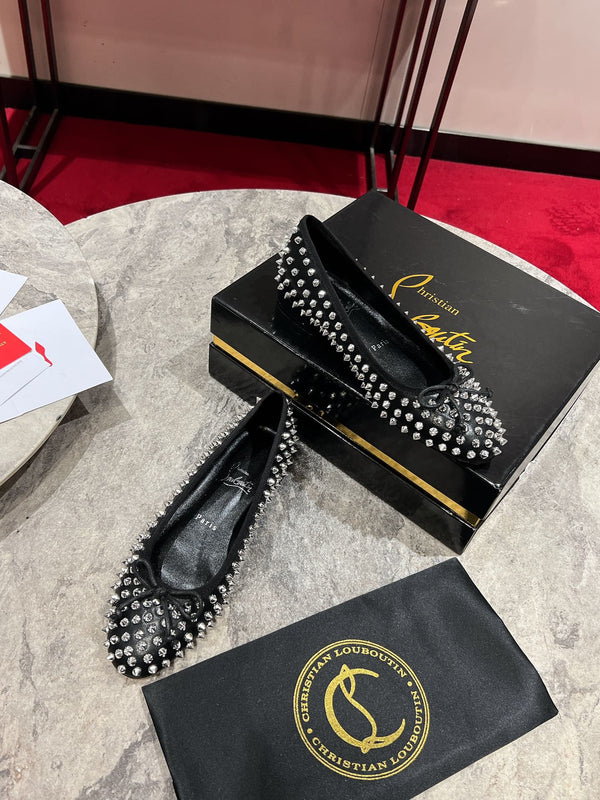 CL Sweetie Jane Spikes Ballerina Pump Nappa Leather Black