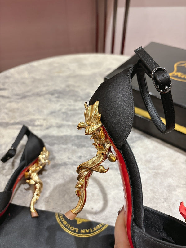 CL 25 Flower Bellarose Black Satin Fabric 346061