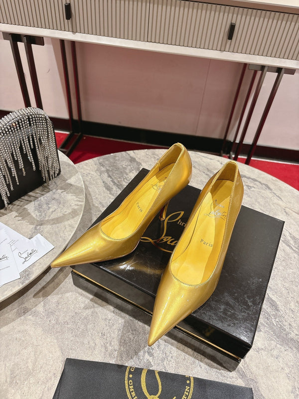 CL Kate Pumps 100mm Yellow Shiny Calfskin 345985